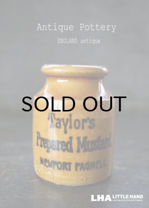 画像: ENGLAND antique イギリスアンティーク TAYLOR'S マスタード 陶器ポット（Sサイズ） H7.5cm 陶器ボトル 1900's