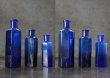 画像4: ENGLAND antique イギリスアンティーク NOT TO BE TAKEN 鮮やかなコバルトブルー ガラスボトル 3本セット ［3・1.1/2oz・1oz］ H12.3-8.5cm ガラス瓶 1900-20's (4)
