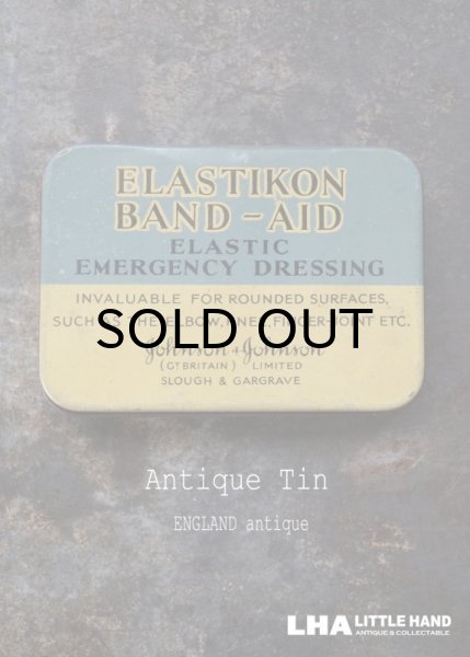 画像1: ENGLAND antique ELSTIKON BAND AID ジョンソン＆ジョンソン バンドエイド缶 ティン缶　ブリキ缶　1930's (1)