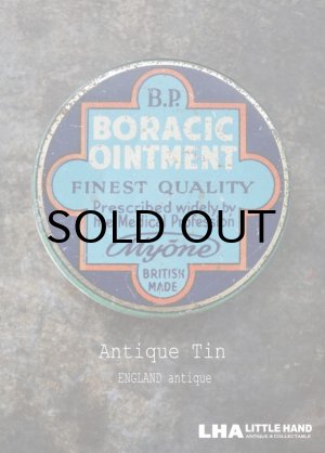 画像: ENGLAND antique イギリスアンティーク Boracic Ointment ティン缶 6.2cm ブリキ缶 1930's