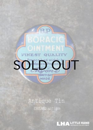 画像: ENGLAND antique イギリスアンティーク Boracic Ointment ティン缶 5cm ブリキ缶 1930's