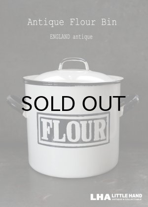 画像:  【RARE】ENGLAND antique アンティーク インサイズド文字 ホーロー フラワー缶 小さめサイズ 1930's FLOUR