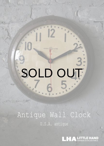 画像1: U.S.A. antique GENERAL ELECTRIC  wall clock GE アメリカアンティーク ゼネラル エレクトリック  掛け時計 ヴィンテージ スクール クロック 38cm 1940-50's (1)