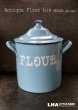 画像1: 【RARE】ENGLAND antique イギリスアンティーク ホーロー 花文字・ドーム蓋・リベット フラワー缶 FLOUR 1920-30's (1)