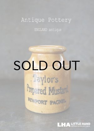 画像: ENGLAND antique イギリスアンティーク TAYLOR'S マスタード 陶器ポット（Sサイズ） 陶器ボトル 1900's