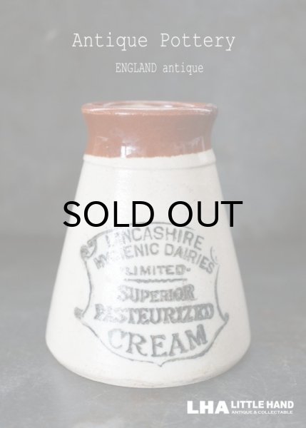 画像1: 【RARE】ENGLAND antique イギリスアンティーク ツートンカラー SUPERIOR PASTEURIZED CREAM （Mサイズ）陶器ポット 1900's (1)