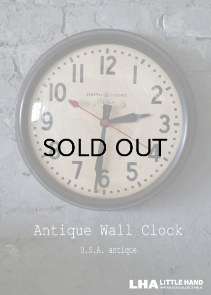 画像1: U.S.A. antique GENERAL ELECTRIC×Telechron  wall clock GE アメリカアンティーク ゼネラル エレクトリック ×テレクロン 掛け時計 ヴィンテージ スクール クロック 37cm 1940-50's (1)