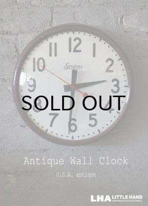 画像: U.S.A. antique SESSIONS wall clock アメリカアンティーク  掛け時計 スクールクロック ヴィンテージ クロック 35cm 19550-60's インダストリアル 工業系