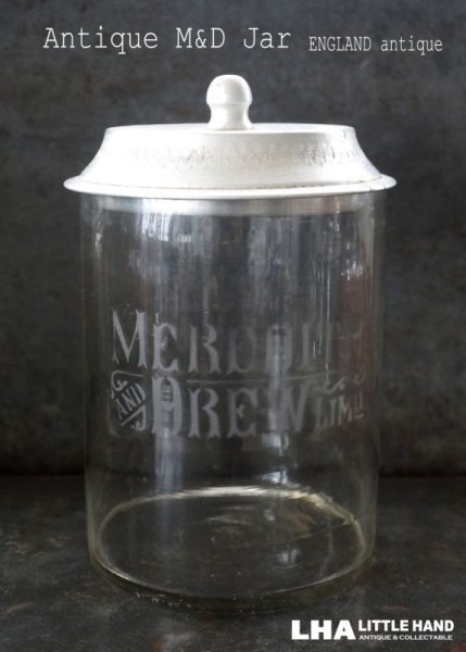 画像1: 【RARE】 ENGLAND antique イギリスアンティーク MEREDITH & DREW ガラス ビスケットジャー M&D 1910-20's (1)