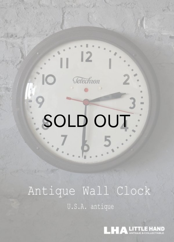 画像1: U.S.A. antique Telechron wall clock アメリカアンティーク テレクロン 掛け時計 ヴィンテージ スクール クロック 37cm 1940's
