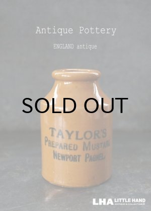 画像: ENGLAND antique イギリスアンティーク Taylor's マスタード 陶器ポット（Mサイズ） 陶器ボトル 1900's