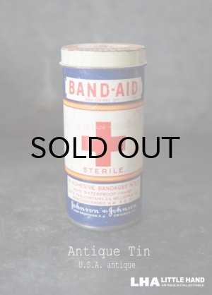 画像: 【RARE】USA antique アメリカアンティーク ジョンソン&ジョンソン BAND-AID バンドエイド缶 紙筒 ヴィンテージ ブリキ缶 缶 1920-30's 
