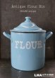 画像1: 【RARE】ENGLAND antique イギリスアンティーク ホーロー 花文字・ドーム蓋・リベット フラワー缶 FLOUR 1920-30's (1)