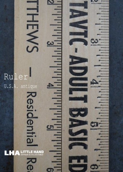 画像1: USA antique ADVERTISING RULER アドバタイジング 木製ルーラー 広告入り 定規  ヴィンテージ 1970-90's (1)
