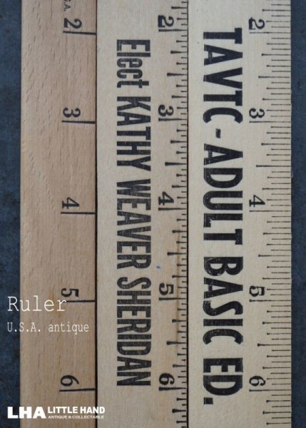 画像1: USA antique ADVERTISING RULER アドバタイジング 木製ルーラー 広告入り 定規  ヴィンテージ 1970-90's (1)