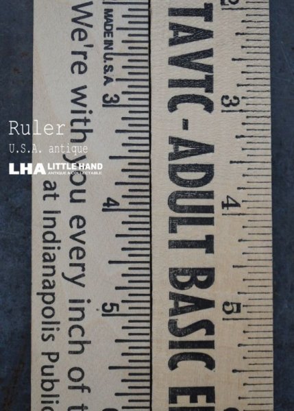 画像1: USA antique ADVERTISING RULER アドバタイジング 木製ルーラー 広告入り 定規 ヴィンテージ 1970-90's (1)