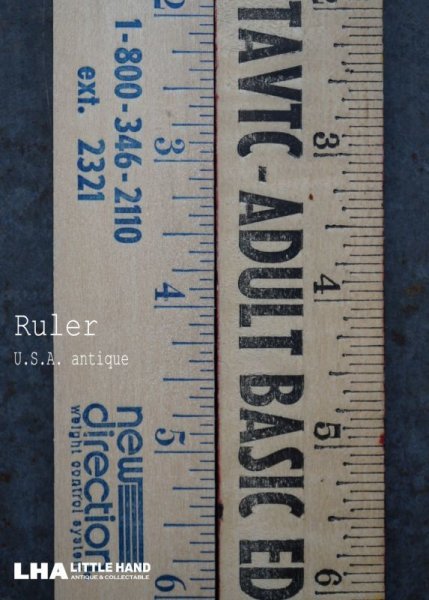 画像1: SALE【30%OFF】USA antique ADVERTISING RULER アドバタイジング 木製ルーラー 広告入り 定規 2本セット ヴィンテージ 1970-90's (1)