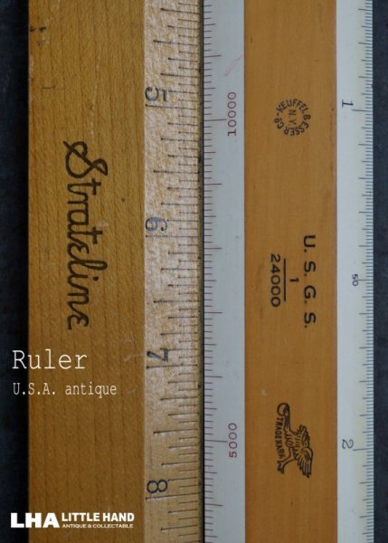 画像1: USA antique RULER 木製ルーラー 広告入り 定規 ヴィンテージ 1950-60's (1)