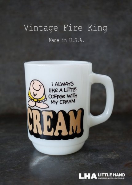 画像1: U.S.A. vintage アメリカヴィンテージ 【Fire-king】ファイヤーキング　ジギー　CREAM マグ マグカップ 1977-86's (1)