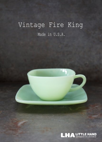 画像1: U.S.A. vintage ヴィンテージ 【Fire-king】 ファイヤーキング ジェダイ チャーム カップ＆ソーサー 1950－56's (1)