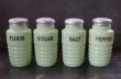 画像2: 【RARE】U.S.A. vintage 【Jeannette】アメリカヴィンテージ ジャネット ライトジェード・シェイカー 4個SET FLOUR SUGAR SALT PEPPER 1930-40's (2)