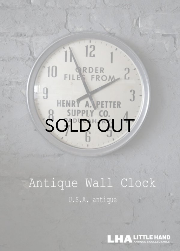 画像1: 【RARE】U.S.A. antique SETH THOMAS wall clock 広告入 アメリカアンティーク 掛け時計 スクール ヴィンテージ クロック アドバタイジングクロック 36cm 1940-60's