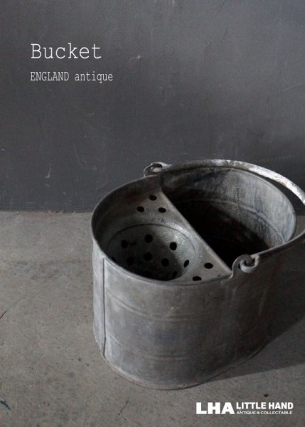 画像1: ENGLAND antique Bucket イギリスアンティーク ブリキ バケツ モップバケツ ヴィンテージ 1970's  (1)