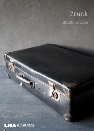 画像: ENGLAND antique Trunk イギリスアンティーク トランク・スーツケース バッグ ブラック 黒 ヴィンテージ　1950-60's