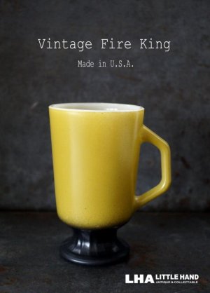 画像: USA vintage【Fire-king】 ファイヤーキング  フッテッド マグ　深緑・黒 1960-76's