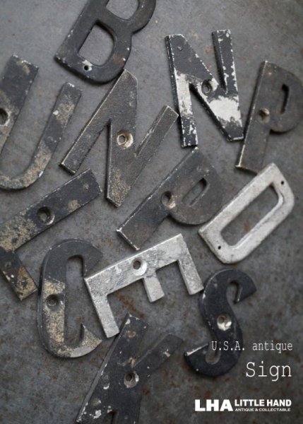 画像1: USA antique  small  SIGN アメリカアンティーク メタル ミニアルファベット レターサイン 1930-60's (1)