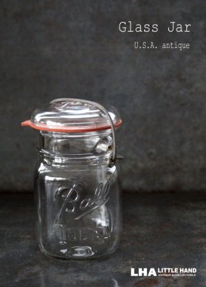 画像: USA antique Ball Glass Jar アメリカアンティーク BALL ジャー ワイヤー付き ガラスジャー (S) ヴィンテージ メイソンジャー 保存瓶 1933－60's