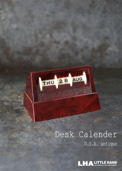 画像1: SALE【40%OFF】U.S.A. antique Desk Calender アメリカアンティーク 万年 ベークライト デスクカレンダー ヴィンテージ1950-60's 卓上 メカニカル カレンダー 暦 (1)