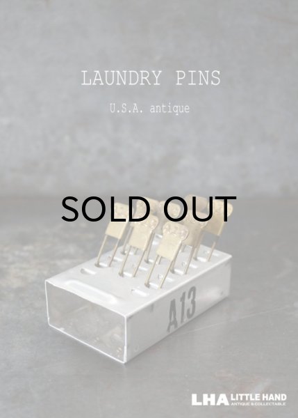 画像1: U.S.A. antique LAUNDRY PINS (small) アメリカアンティーク ナンバー入ランドリーピン8本＆ケースセット セーフティピン ヴィンテージ 1960's  (1)