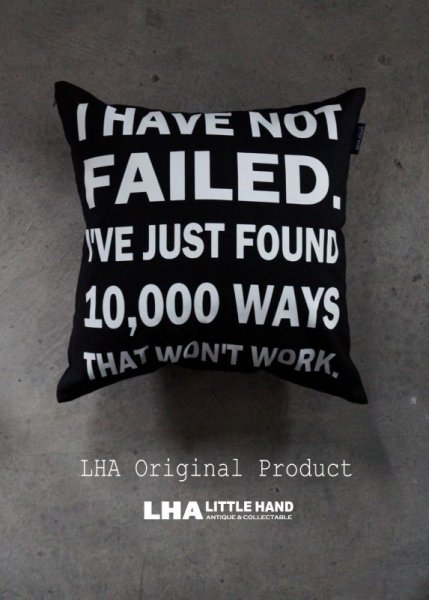 画像1: LHA ORIGINAL CUSHION COVER クッションカバー 45x45cm ロールサインスタイル エジソン BLACK (1)