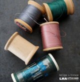 画像: U.S.A. antique Wooden Spools アメリカアンティーク 木製スプール 糸巻き 糸 5個セット  ヴィンテージ 1950-70's