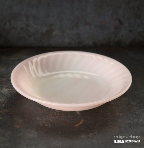 画像1: U.S.A. vintage Fire-king Pink Soup Plate アメリカヴィンテージ ファイヤーキング ピンク スワール スーププレート 1949-62's (1)
