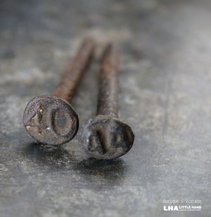 画像: USA antique Railroad Nails 2pcs アメリカアンティーク レールロード ナンバーネイル 鉄道釘 2本セット 釘 1940-50's