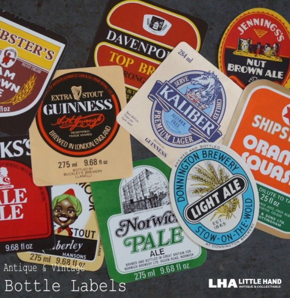 画像1: ENGLAND antique Brewery Bottle Labels 10pcs イギリスアンティーク 醸造所 ボトルラベル ヴィンテージ 10枚SET デッドストック未使用品 1970-80's (1)