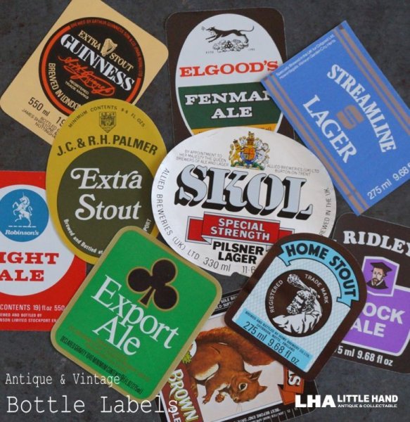 画像1: ENGLAND antique Brewery Bottle Labels 10pcs イギリスアンティーク 醸造所 ボトルラベル ヴィンテージ 10枚SET デッドストック未使用品 1970-80's (1)