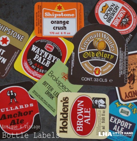 画像1: ENGLAND antique Brewery Bottle Labels 10pcs イギリスアンティーク 醸造所 ボトルラベル ヴィンテージ 10枚SET デッドストック未使用品 1970-80's (1)