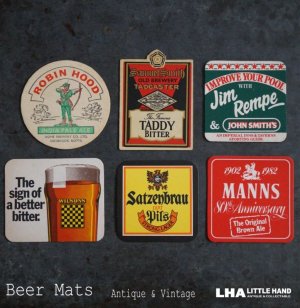 画像: ENGLAND antique ADVERTISING Beer Mats イギリスアンティーク アドバタイジング ビアマット コースター 広告入り ヴィンテージ 6枚SET 1970-80's