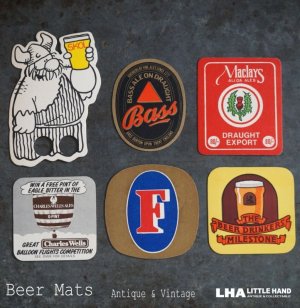 画像: ENGLAND antique ADVERTISING Beer Mats イギリスアンティーク アドバタイジング ビアマット コースター 広告入り ヴィンテージ 6枚SET 1970-80's
