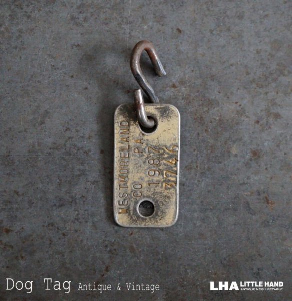 画像1: U.S.A. antique Dog Tag アメリカアンティーク ヴィンテージ ドッグタグ 1987's ロゴ入り ナンバープレート ナンバータグ タグ (1)