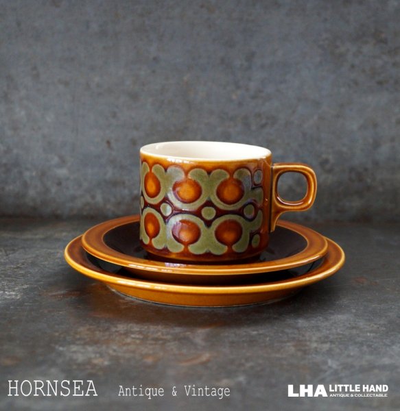 画像1: ENGLAND antique HORNSEA BRONTE TRIO イギリスアンティーク ホーンジー ブロンテ カップ＆ソーサー＆ティープレート・ケーキプレート トリオ C&S ヴィンテージ 1970-80's (1)