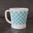 画像3: U.S.A. vintage Fire-king Mug Block Check アメリカヴィンテージ ファイヤーキング ブロックチェック 水色  マグ マグカップ 1951-60's (3)