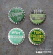 画像1: USA antique SODA Bottle Cap Magnets 4pcs アメリカアンティーク ボトルキャップ マグネット 4個SET ヴィンテージ 1950-70's (1)