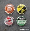 画像1: USA antique SODA Bottle Cap Magnets 4pcs アメリカアンティーク ボトルキャップ マグネット 4個SET ヴィンテージ 1950-70's (1)