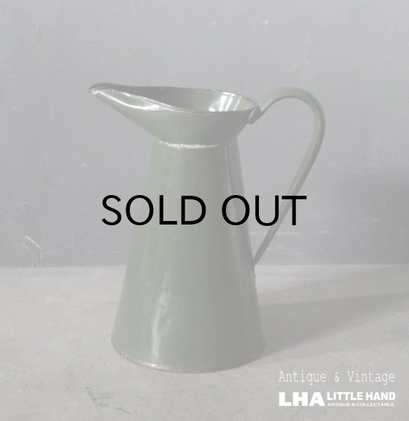 画像1: ENGLAND antique Enamel Jug イギリスアンティーク ホーロー ジャグ ピッチャー フレンチ ホウロウ 1920-30's (1)