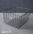 画像1: U.S.A. antique Wire Basket アメリカアンティーク ナンバータグ付き ワイヤーバスケット ワイド型 ヴィンテージ 1950-70's  (1)