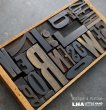 画像1: USA・ENGLAND・FRANCE antique Letterpress & PHILADELPHIA Cheese Box アンティーク プリンターブロック【26ピース・PHILADELPHIAチーズボックス木箱付】ビンテージ ヴィンテージ 1900－1960's  (1)